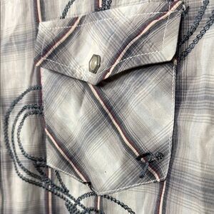 Fender Men's Plaid Western Shirt with‎ Embroidery